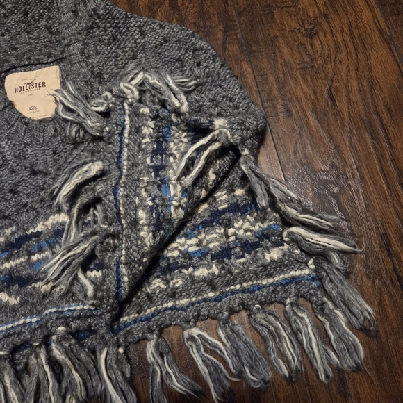 Y2K Gray Wool Blend Hooded Cropped Poncho Size XS/S - Picture 7 of 7